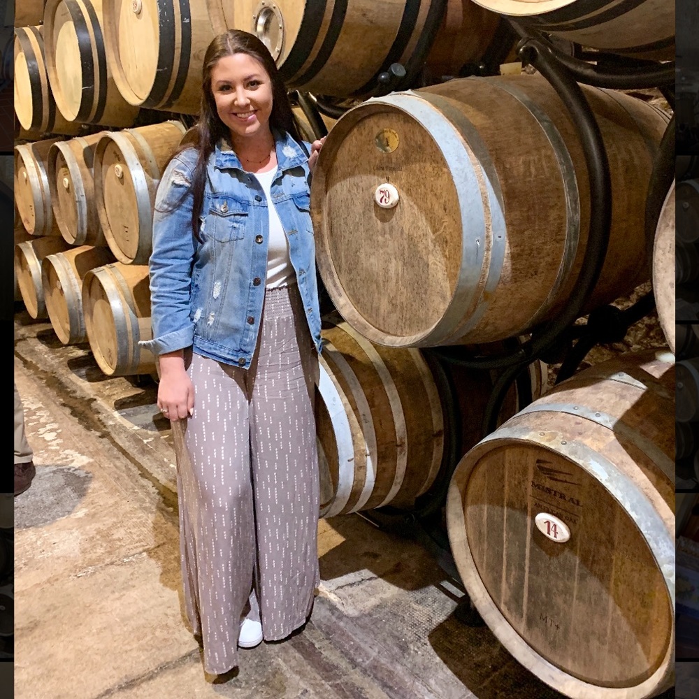 Tan and white flowy cotton pants - elastic band